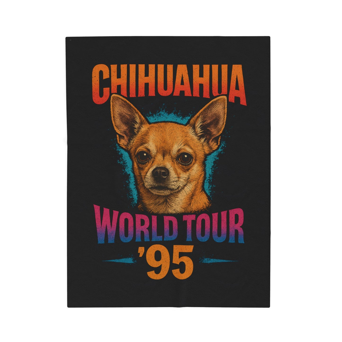 Chihuahua World Tour '95 Velveteen Plush Blanket, Cozy Throw Blanket, Pet Lover Gift, Dog Mom Present, Retro Dog Blanket, Home Decor