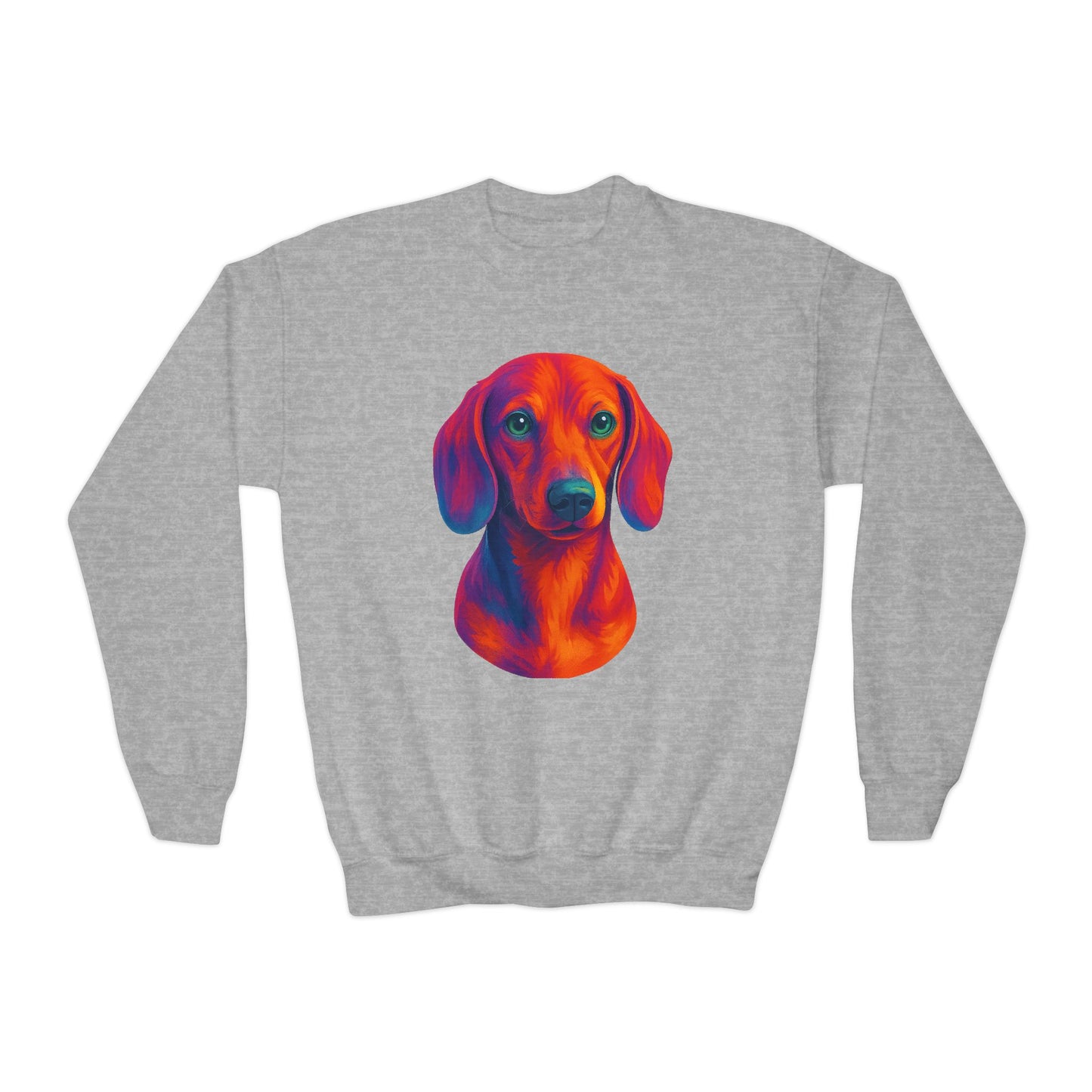 Colorful Dog Sweatshirt, Kid's Weenie Dog Sweatshirt, Puppy Gift, Dog Print Pullover, Dachshund Themed Apparel