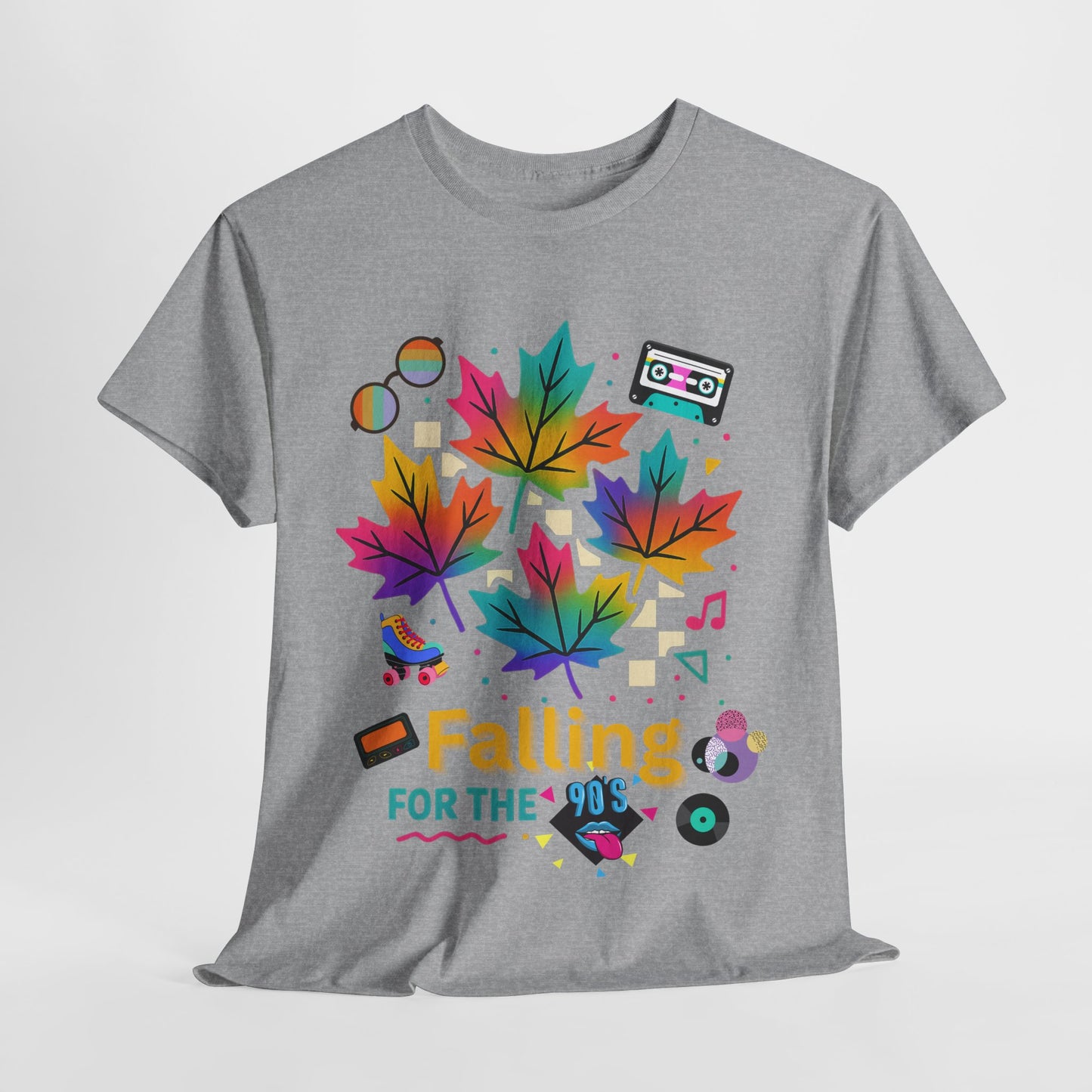 Fall 90s Vibes Tee, 90s Nostalgia T-shirt, Neon Fall Leaves