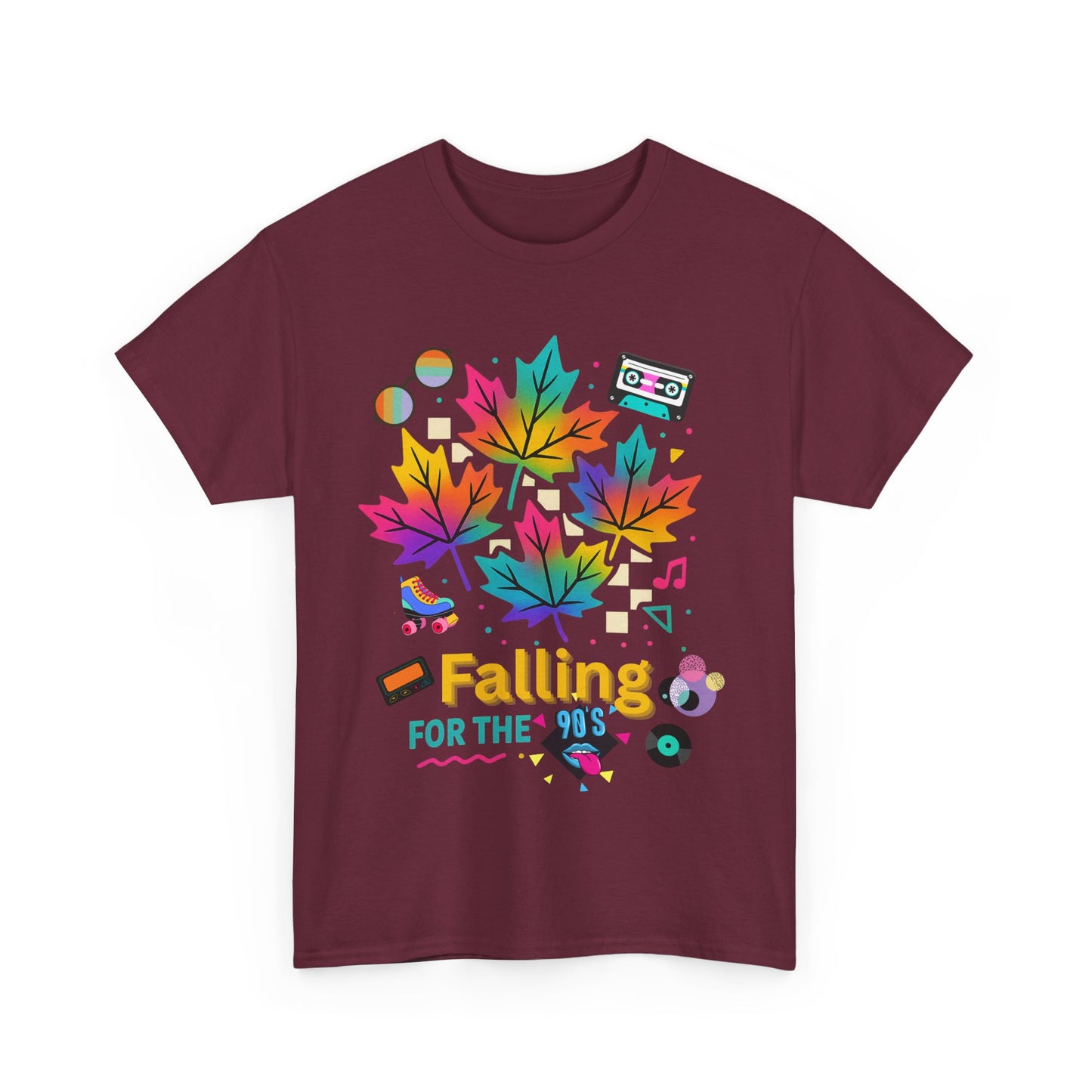 Fall 90s Vibes Tee, 90s Nostalgia T-shirt, Neon Fall Leaves