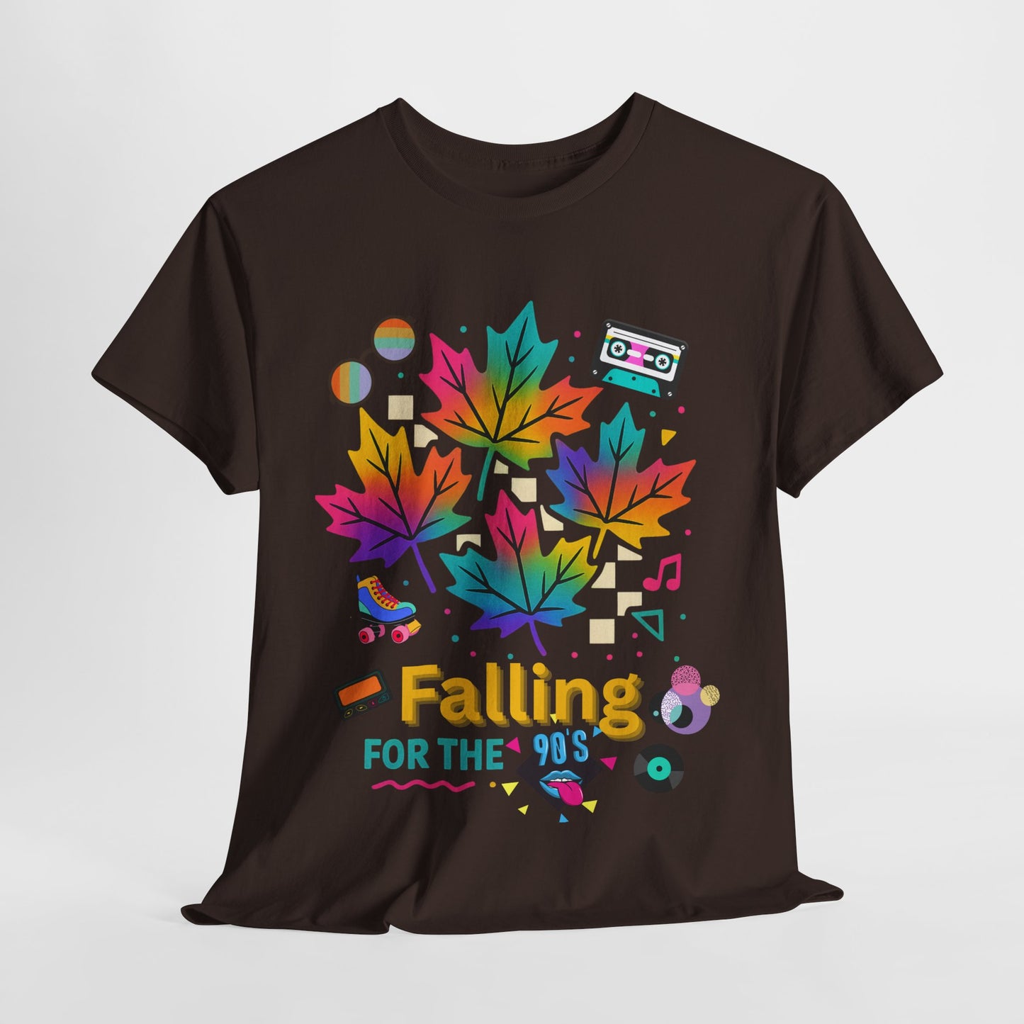 Fall 90s Vibes Tee, 90s Nostalgia T-shirt, Neon Fall Leaves