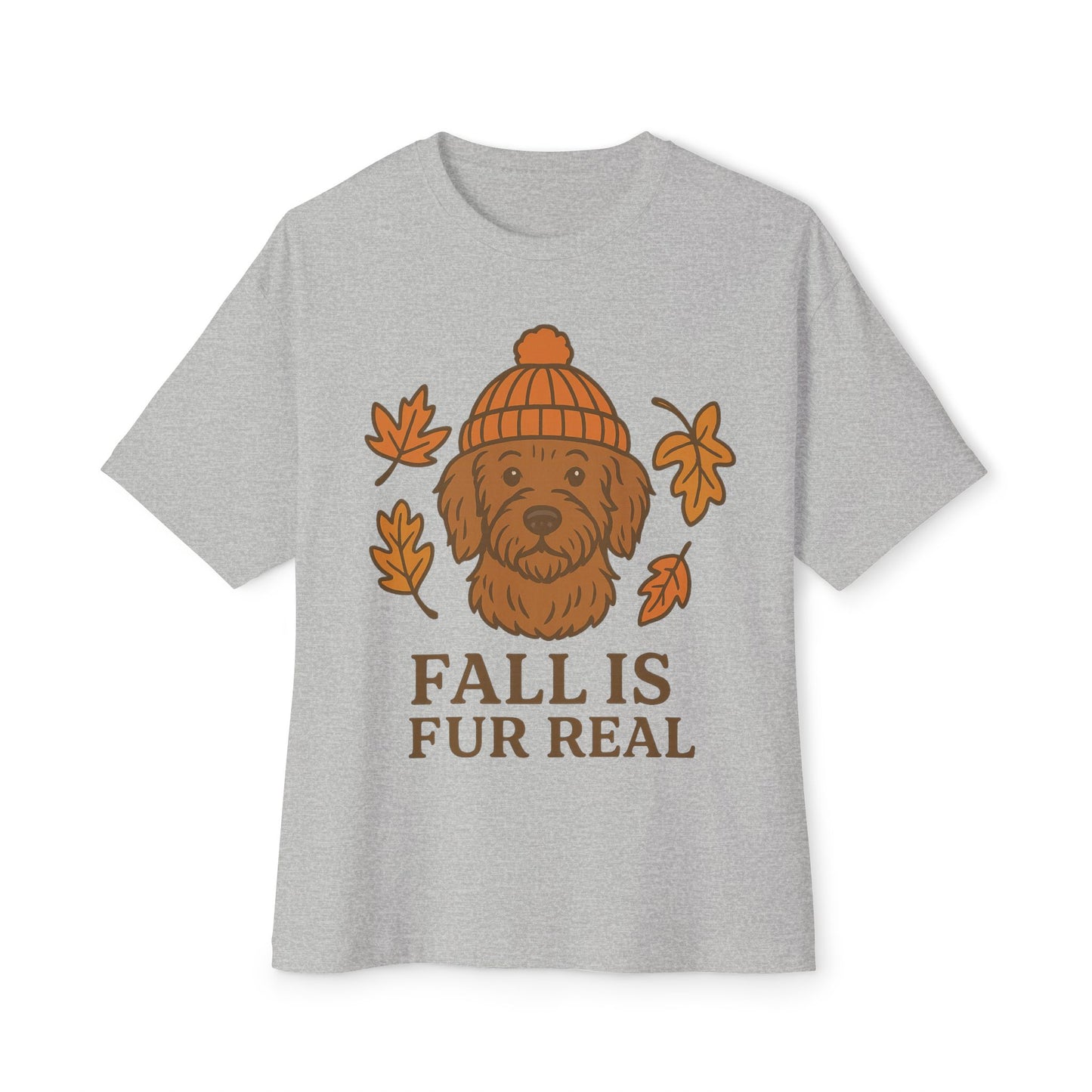 Cozy Fall Dog T-Shirt - Unisex Oversized Boxy Tee, Cute Pet Lover Gift, Autumn Apparel, Fall Fashion, Dog Mom Must-Have