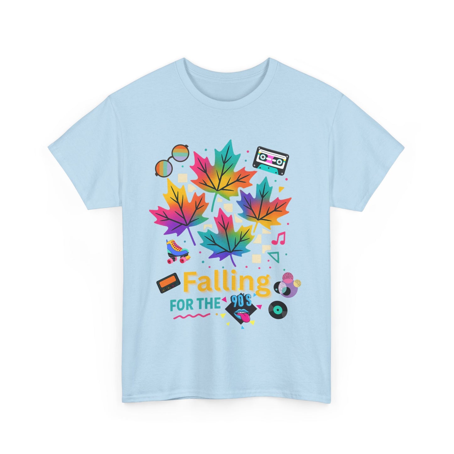 Fall 90s Vibes Tee, 90s Nostalgia T-shirt, Neon Fall Leaves