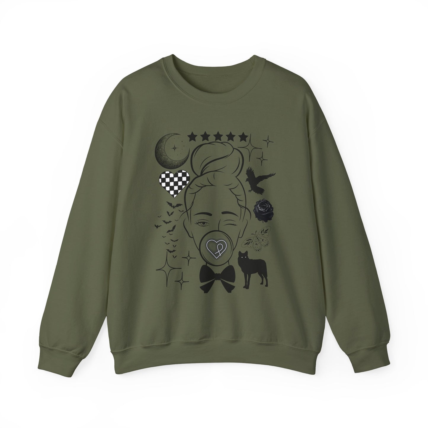 Boho Chic Crewneck Sweatshirt, Bubble gum Girl Unisex organic oversized sweatshirt, Women's Oversize Sweatshirt, Women Empowerment, Girl Power, Celestial, Edgy Sweater