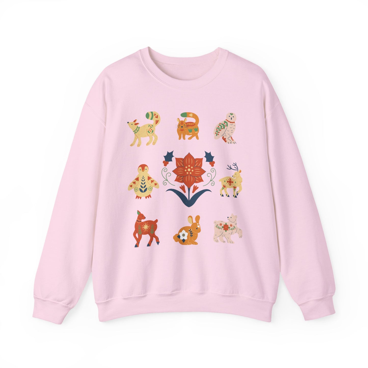 Boho Winter Woodland Creatures Floral Cozy Sweatshirt - Whimsical Graphic Outdoorsy Gift for Nature Lovers