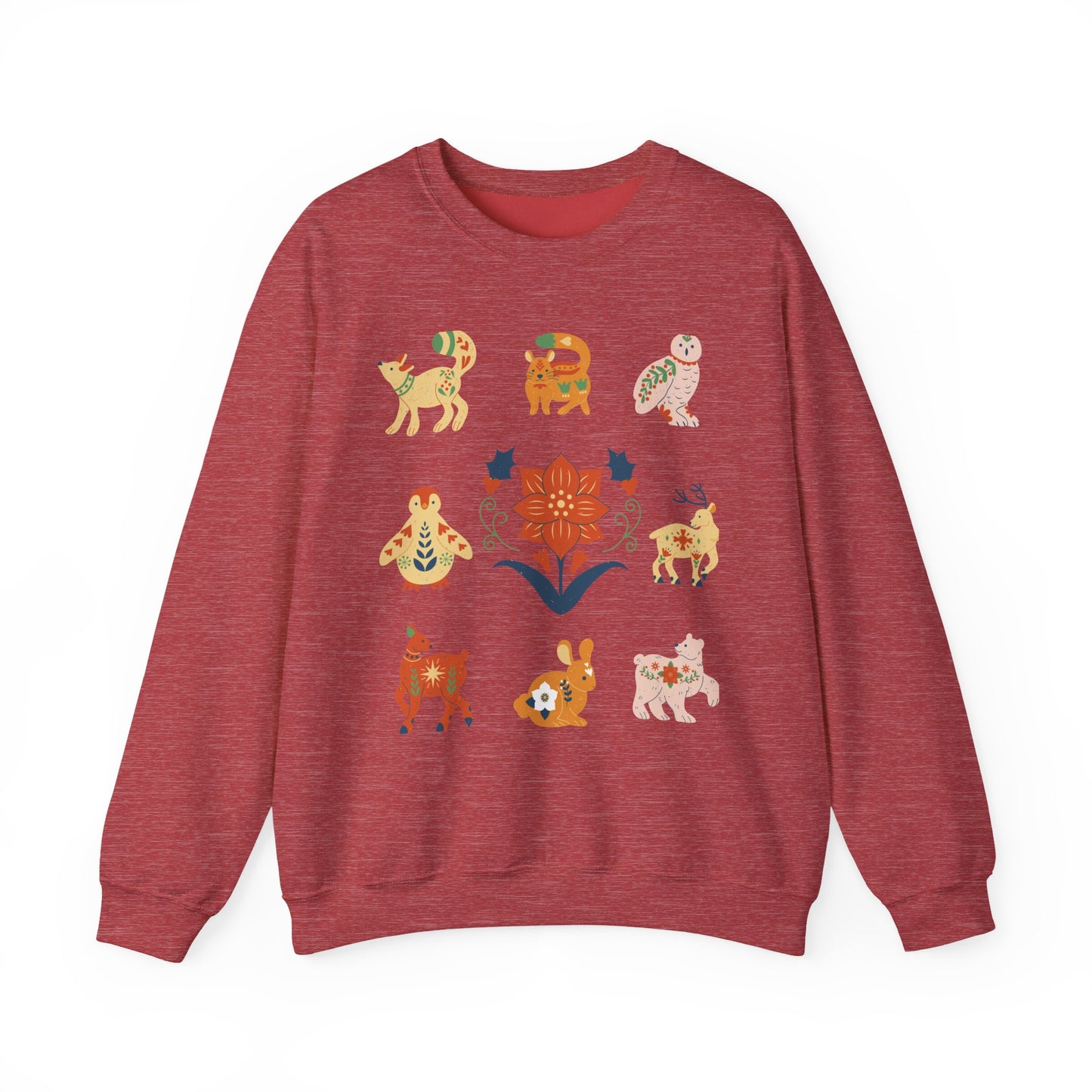 Boho Winter Woodland Creatures Floral Cozy Sweatshirt - Whimsical Graphic Outdoorsy Gift for Nature Lovers