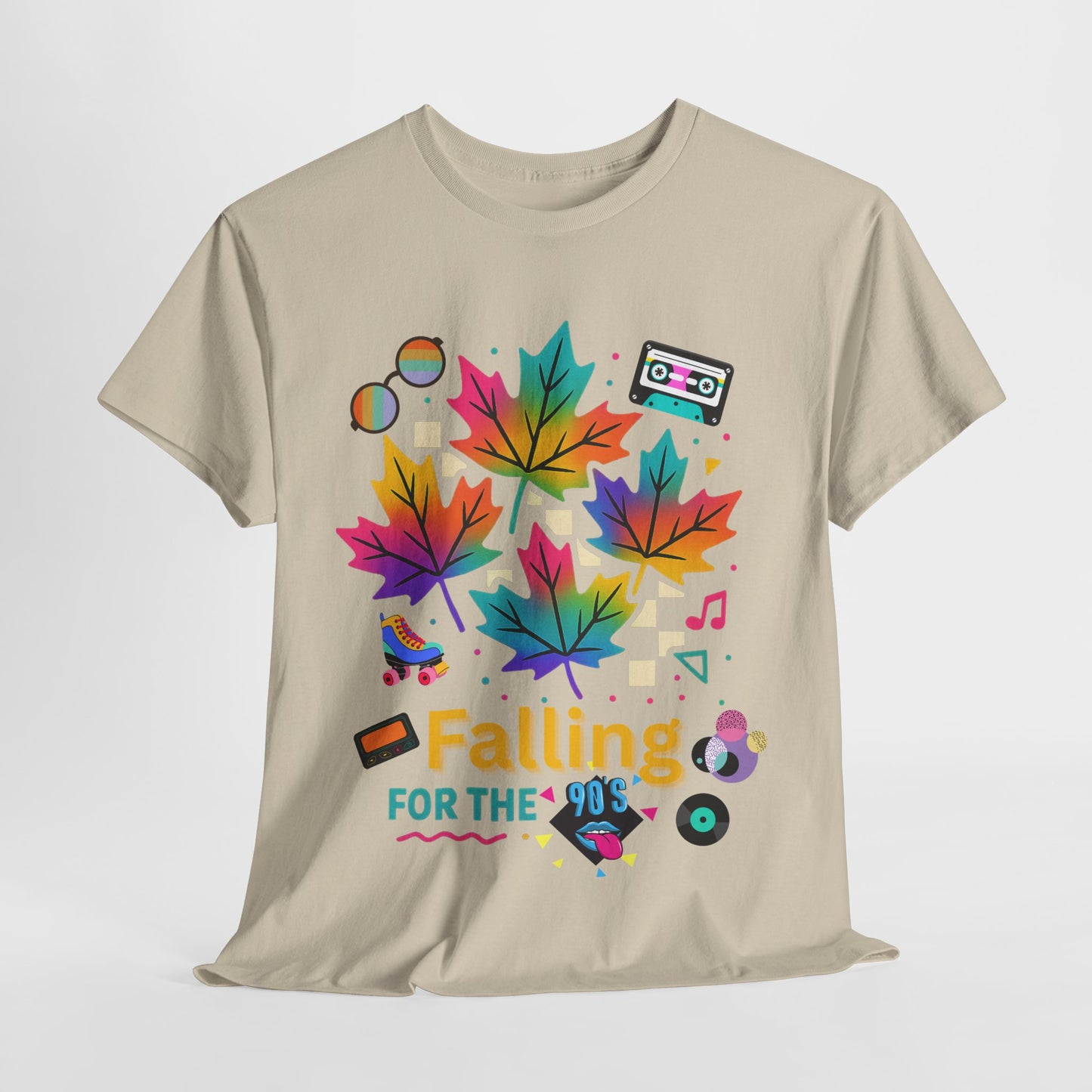 Fall 90s Vibes Tee, 90s Nostalgia T-shirt, Neon Fall Leaves