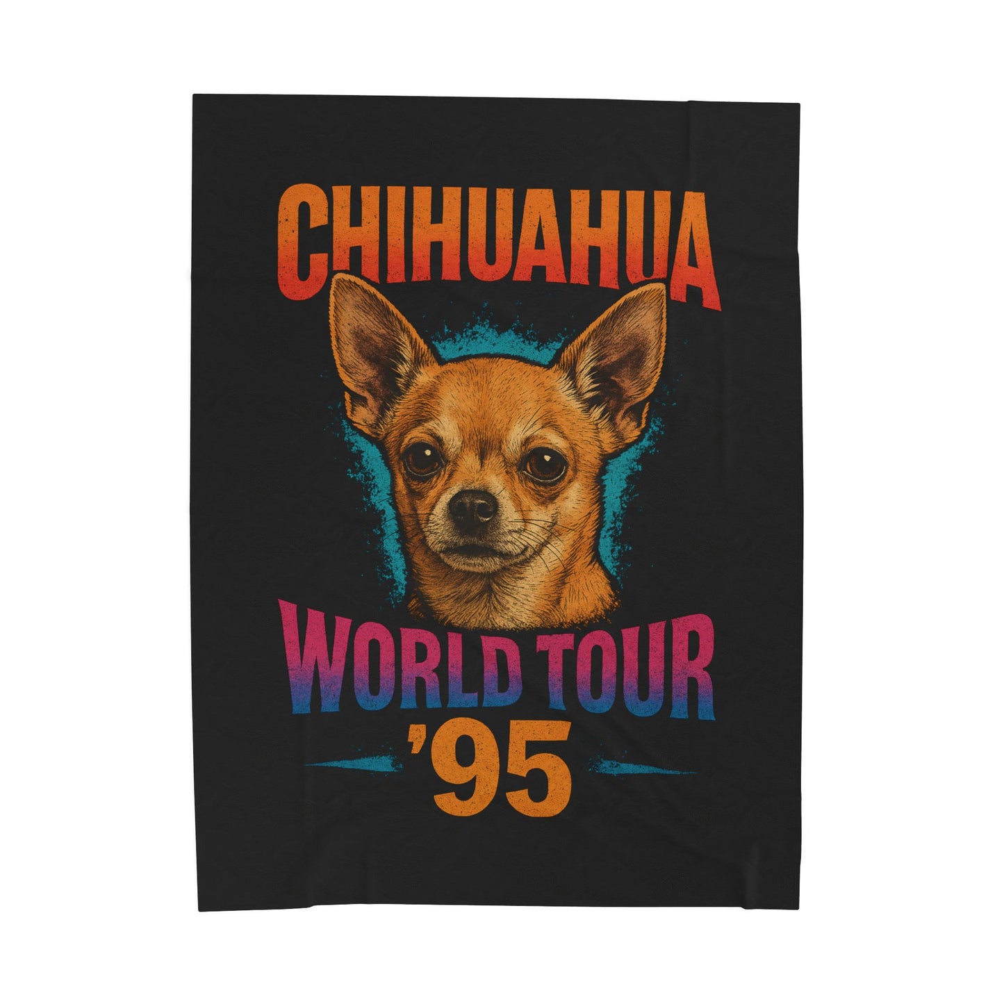 Chihuahua World Tour '95 Velveteen Plush Blanket, Cozy Throw Blanket, Pet Lover Gift, Dog Mom Present, Retro Dog Blanket, Home Decor