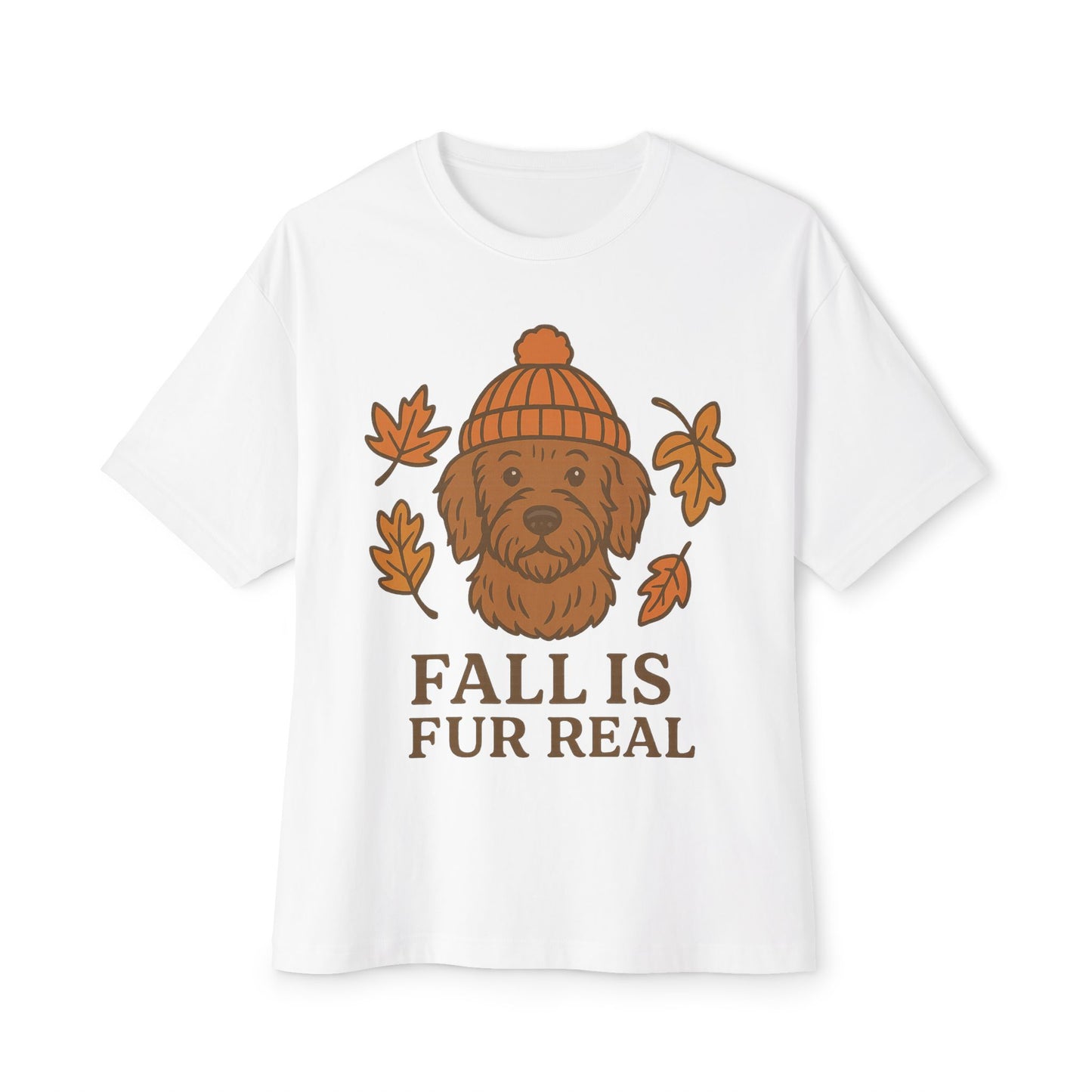 Cozy Fall Dog T-Shirt - Unisex Oversized Boxy Tee, Cute Pet Lover Gift, Autumn Apparel, Fall Fashion, Dog Mom Must-Have