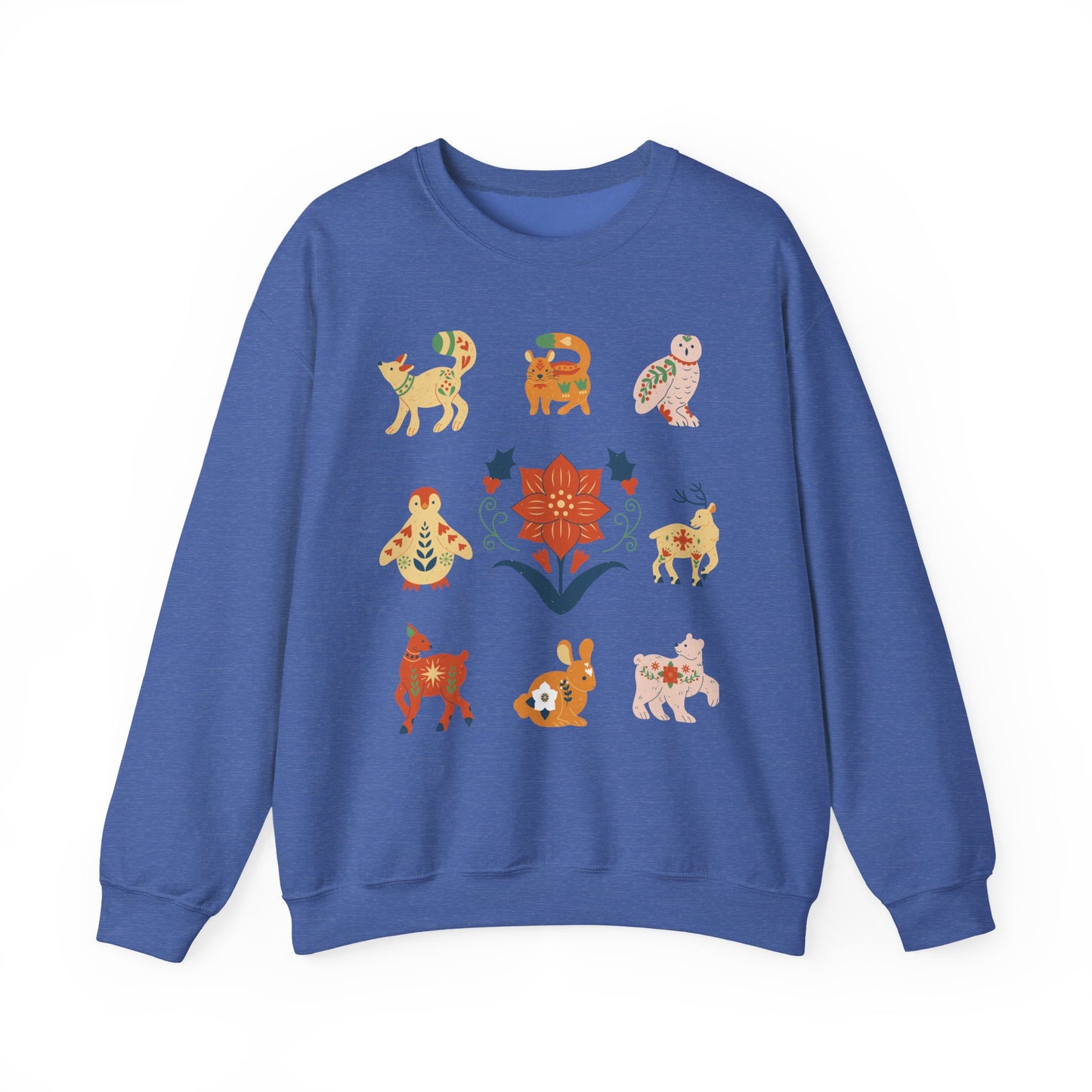Boho Winter Woodland Creatures Floral Cozy Sweatshirt - Whimsical Graphic Outdoorsy Gift for Nature Lovers