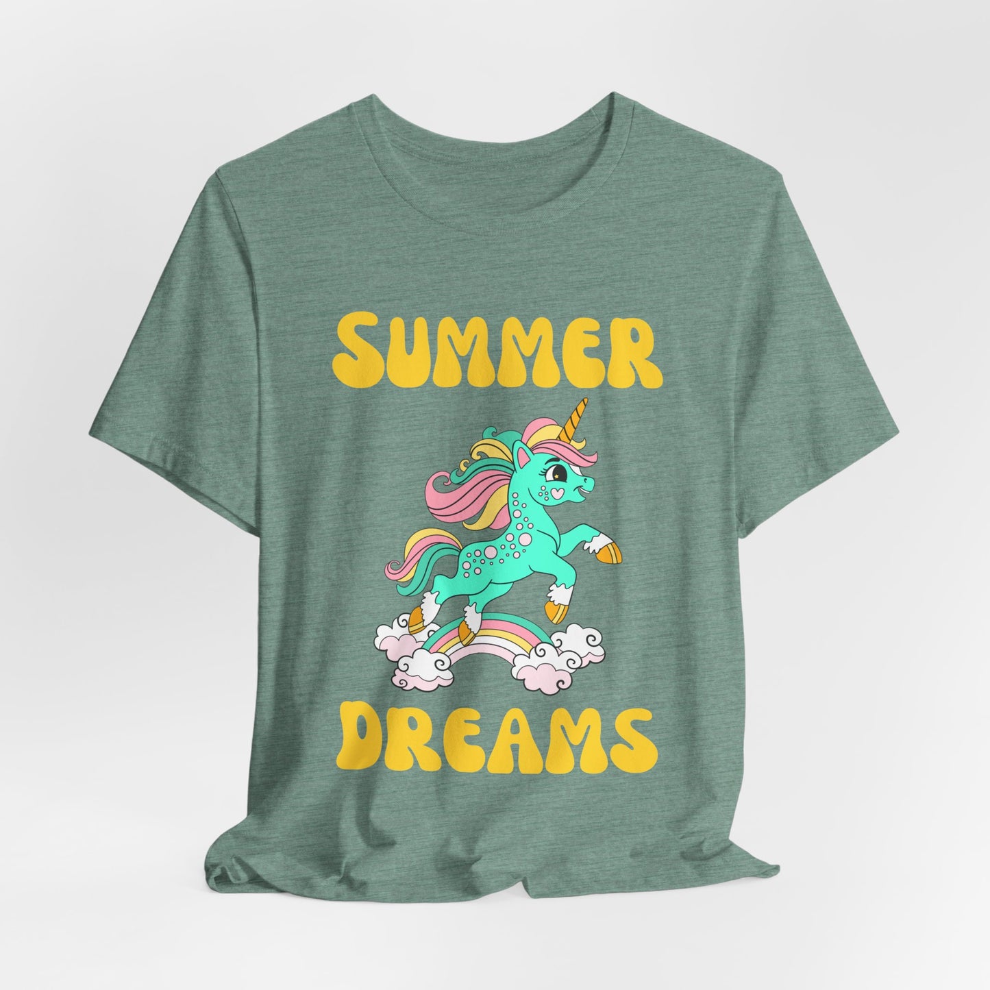 Unicorn Summer Dreams Tee, Casual Summer T-Shirt, Fun Unicorn Apparel, Gift for Kids & Teens