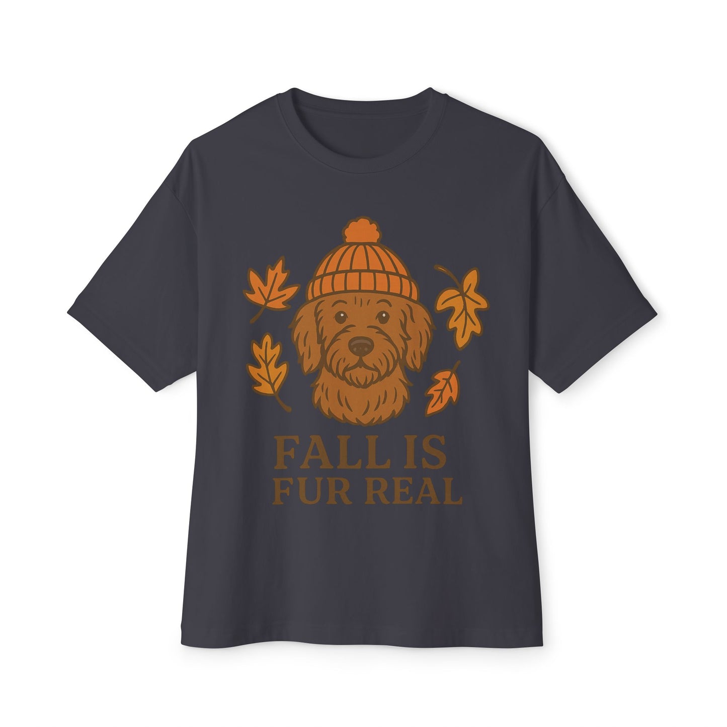Cozy Fall Dog T-Shirt - Unisex Oversized Boxy Tee, Cute Pet Lover Gift, Autumn Apparel, Fall Fashion, Dog Mom Must-Have