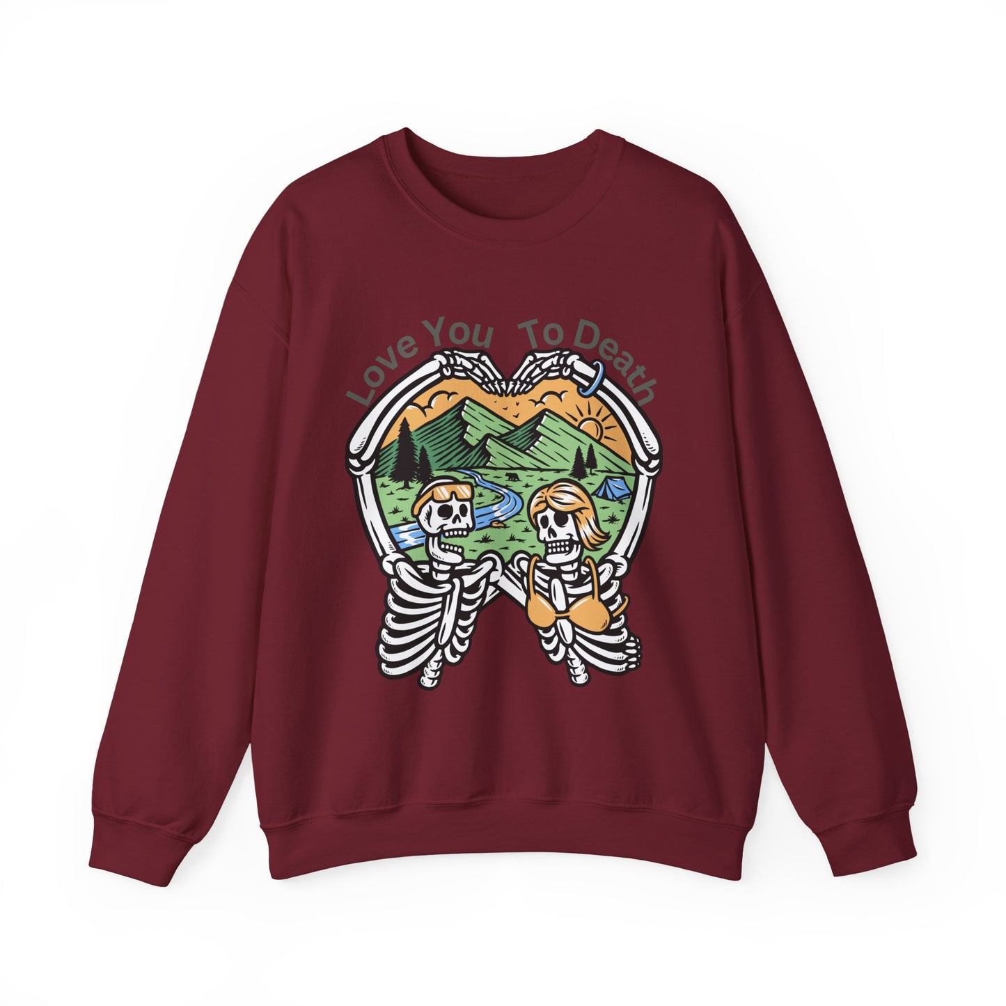 Love You To Death Graphic Sweatshirt, Cozy Fall Apparel, Halloween Gift, Couple's Sweatshirt