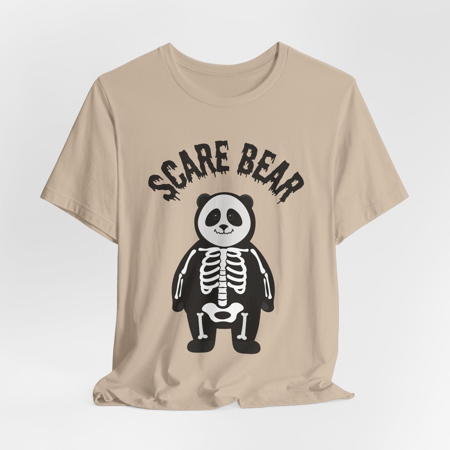 Halloween Scare Bear Tee, Unisex Halloween Shirt, Fall Graphic Tee, Spooky Season Clothing, Cute Skeleton Panda Tee, Skeleton Panda Halloween Costume, Autism-Friendly Tee