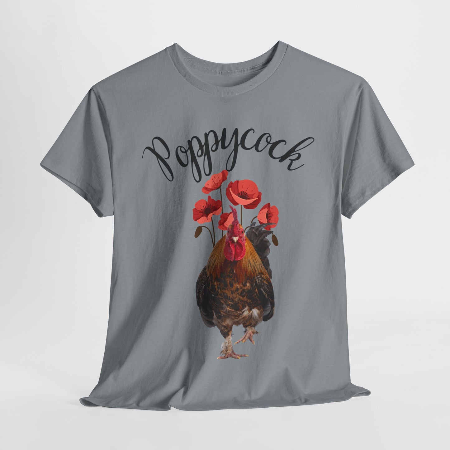 Poppycock Tee Unisex Classic tee, Men's T-shirt, Women's T-shirt, Poppy Flowers, Rooster Shirt, Awesome T-Shirt, Humor, Chicken, Cock Shirt