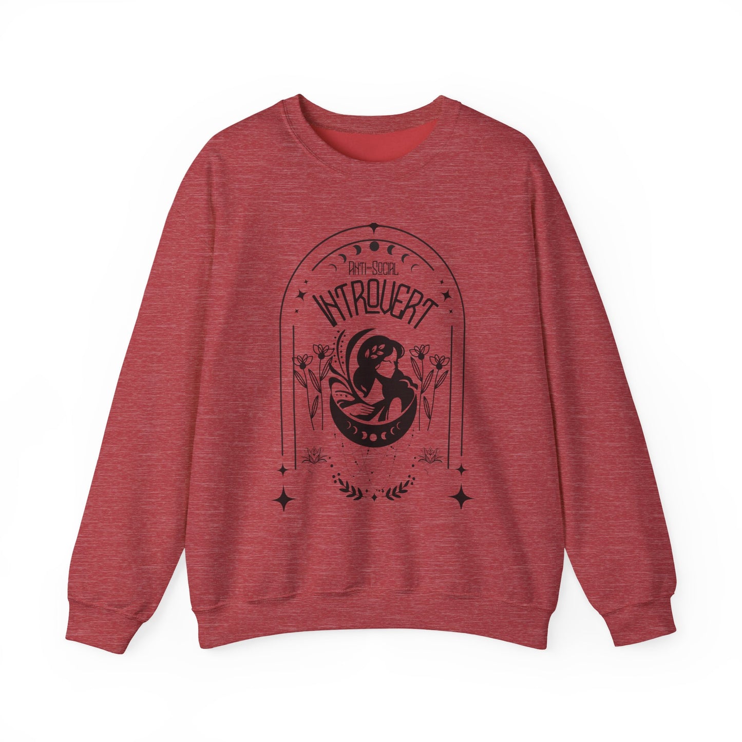 Bohemian Floral Sweatshirt - Vintage Inspired Top, Mystic Celestial Anti-Social Introvert Sweatshirt for Women - Boho Moon Lotus Graphic Pullover