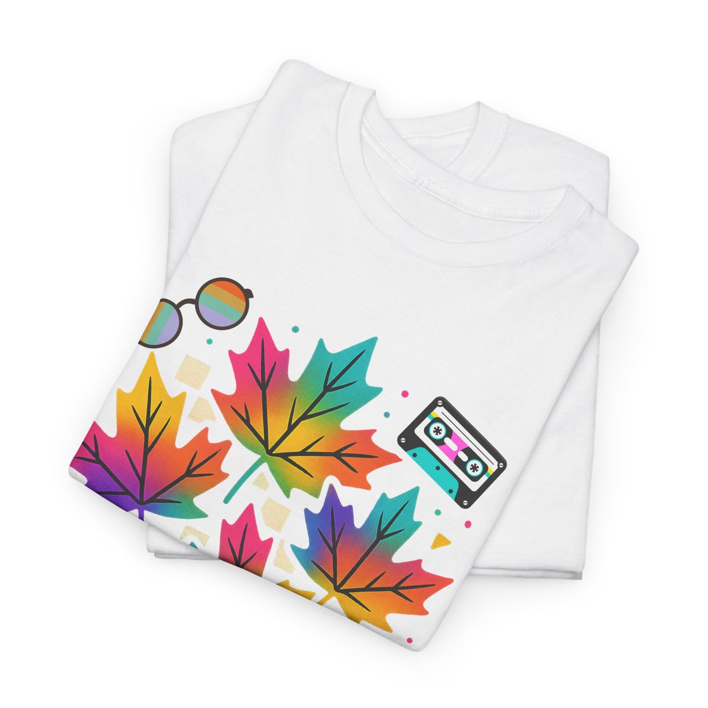 Fall 90s Vibes Tee, 90s Nostalgia T-shirt, Neon Fall Leaves