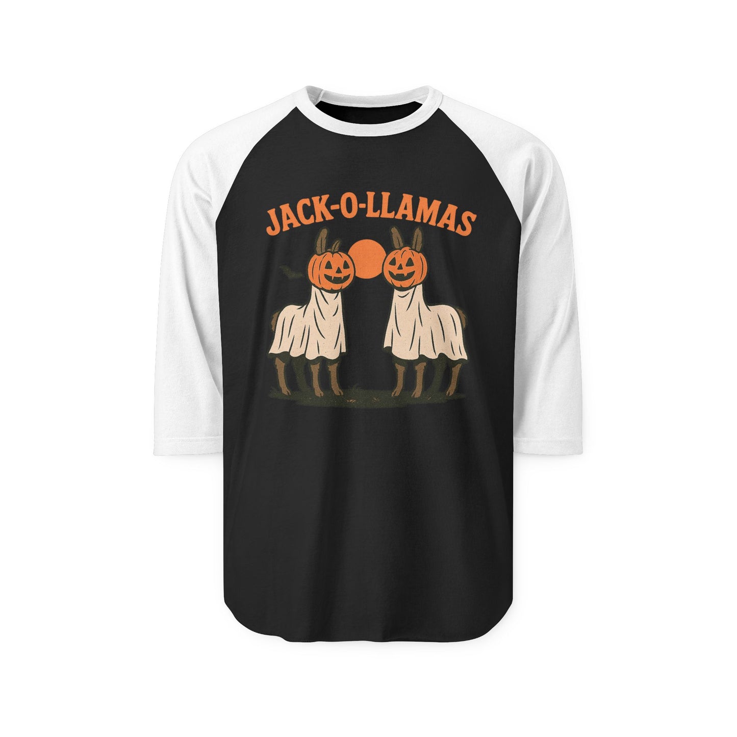 Jack-O-Llamas Halloween Raglan Shirt, Unisex Halloween Shirt, Fun Fall Apparel, Pumpkin Costume Tee, Halloween Party Outfit