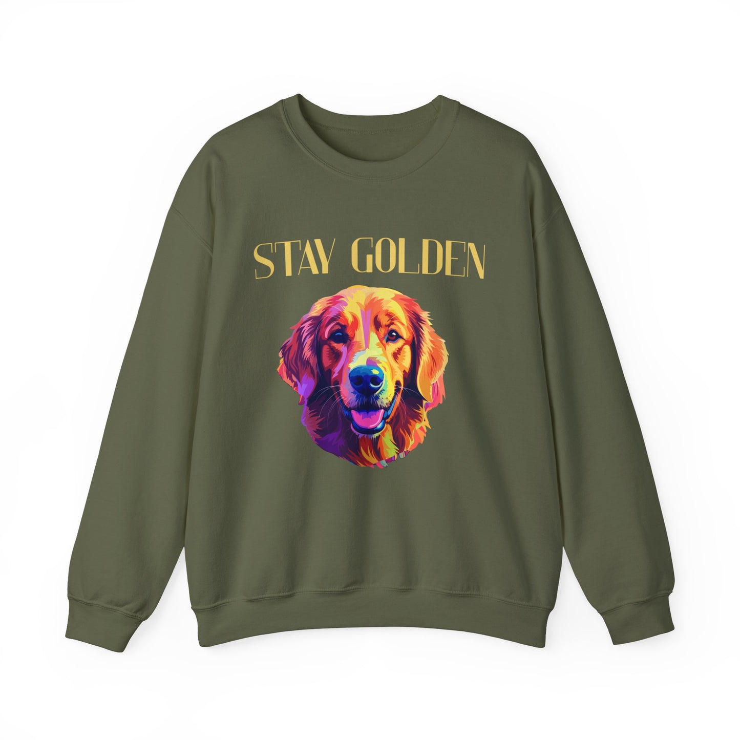 Stay Golden Dog Sweatshirt, Cozy Pet Lover Sweatshirt, Birthday Present, Animal Lover Apparel, Unisex Crewneck