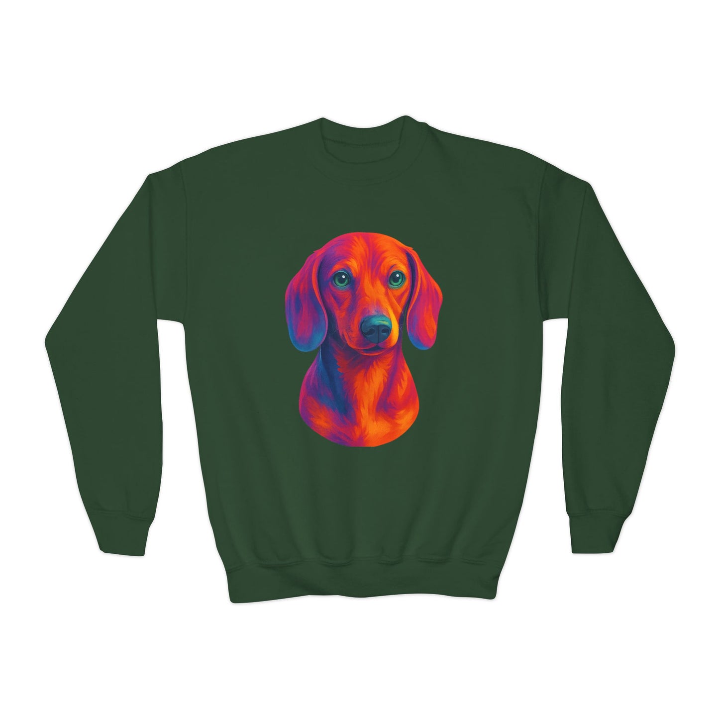 Colorful Dog Sweatshirt, Kid's Weenie Dog Sweatshirt, Puppy Gift, Dog Print Pullover, Dachshund Themed Apparel