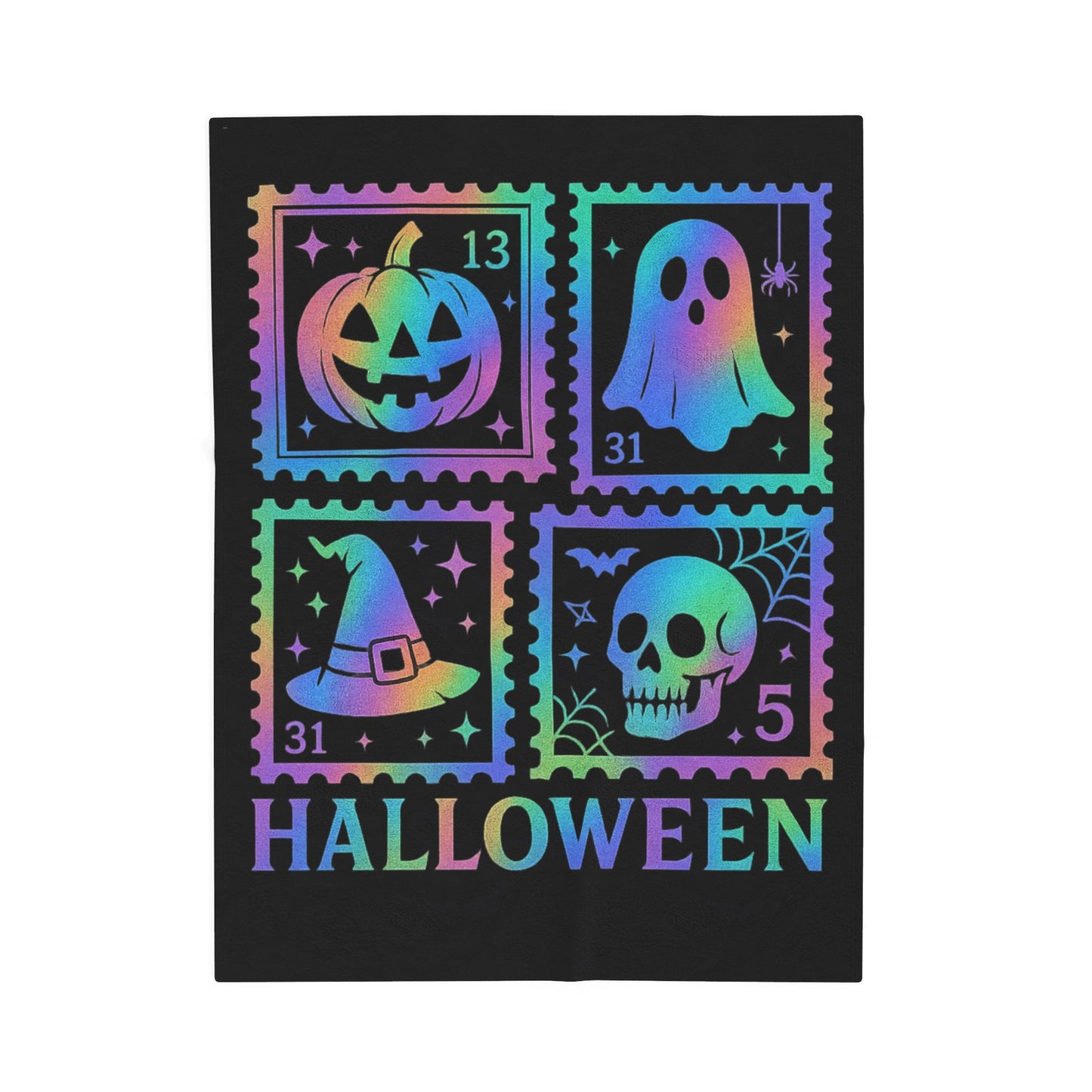 Halloween-Themed Velveteen Plush Blanket, Cozy Throw for Fall, Spooky Home Decor, Unique Gift for Halloween Lovers