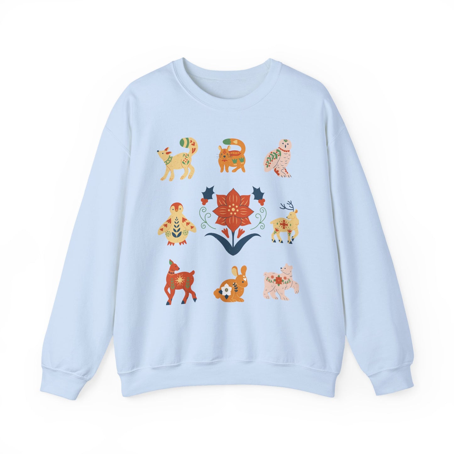 Boho Winter Woodland Creatures Floral Cozy Sweatshirt - Whimsical Graphic Outdoorsy Gift for Nature Lovers