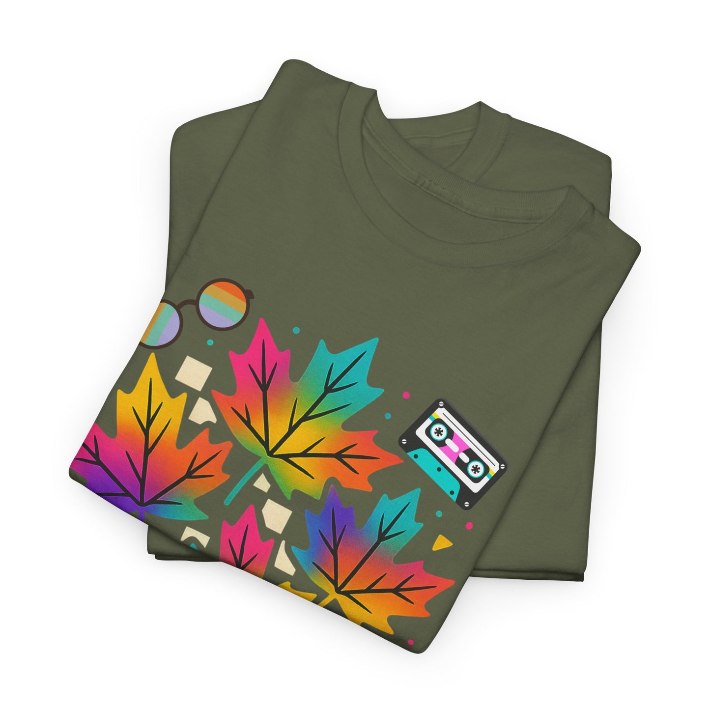 Fall 90s Vibes Tee, 90s Nostalgia T-shirt, Neon Fall Leaves