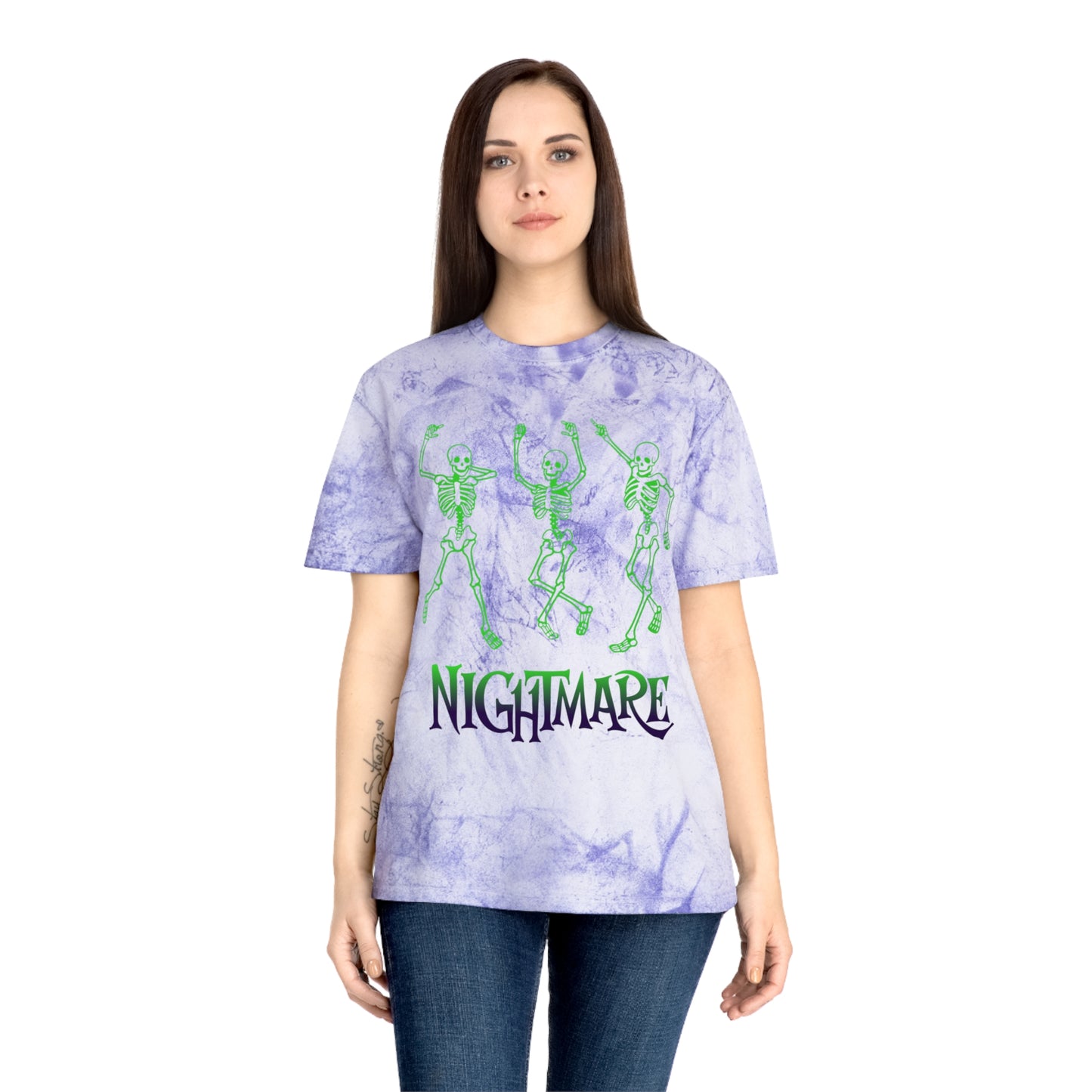 Unisex Skeleton Dance T-Shirt, Tie-Dye Tee, Halloween Apparel, Spooky Fashion, Casual Wear, Unique Gift