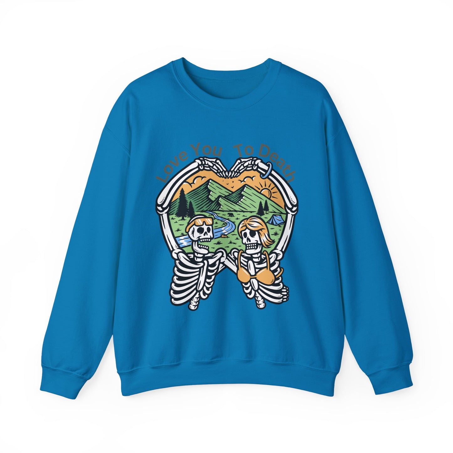 Love You To Death Graphic Sweatshirt, Cozy Fall Apparel, Halloween Gift, Couple's Sweatshirt