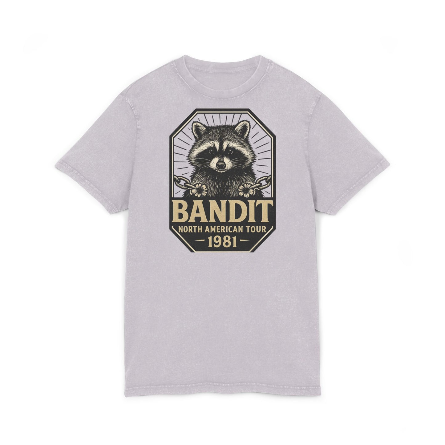 Vintage Bandit Tee, Acid Washed Graphic T-Shirt, Music Tour Apparel, Retro Casual Fashion, Gift for Raccoon Lovers