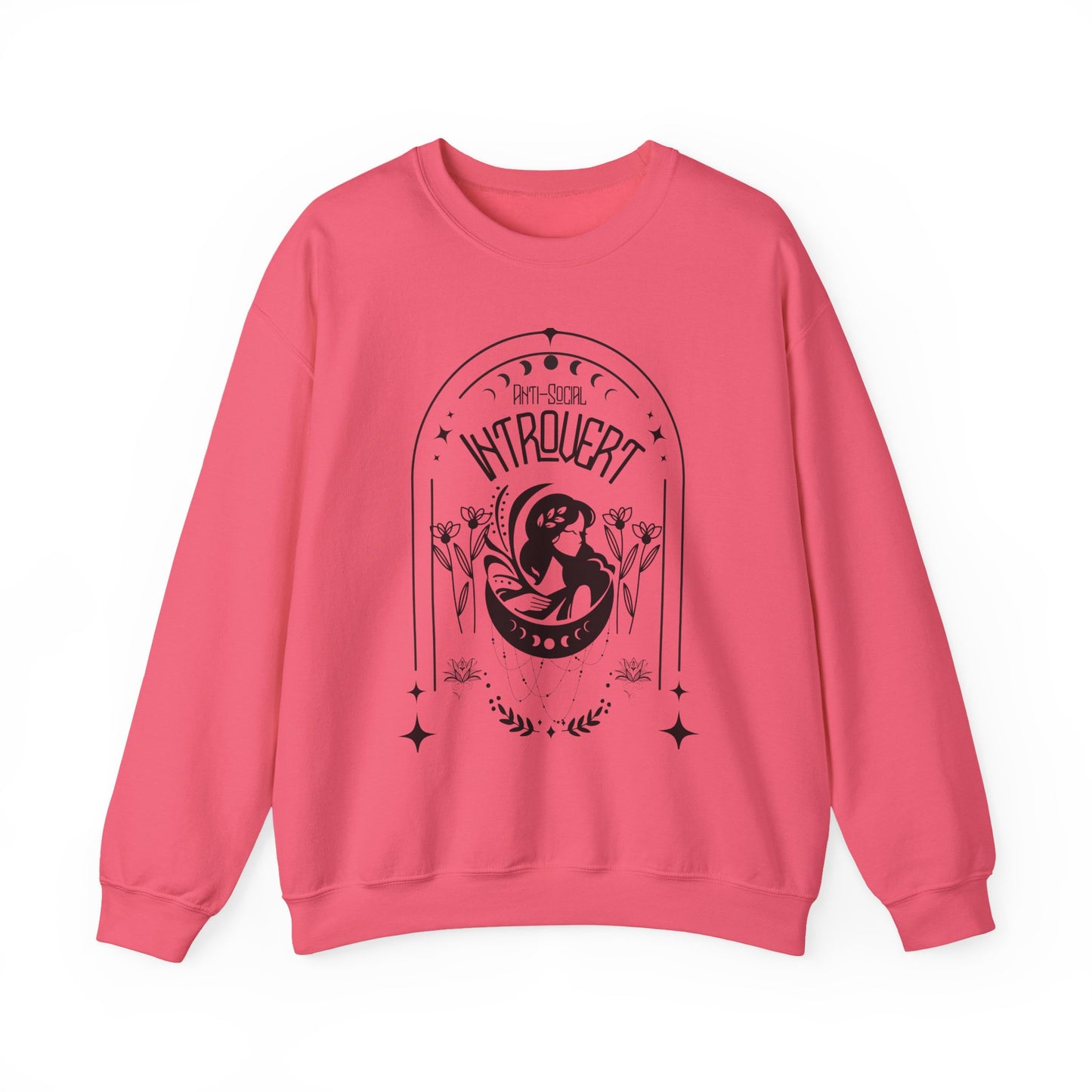 Bohemian Floral Sweatshirt - Vintage Inspired Top, Mystic Celestial Anti-Social Introvert Sweatshirt for Women - Boho Moon Lotus Graphic Pullover
