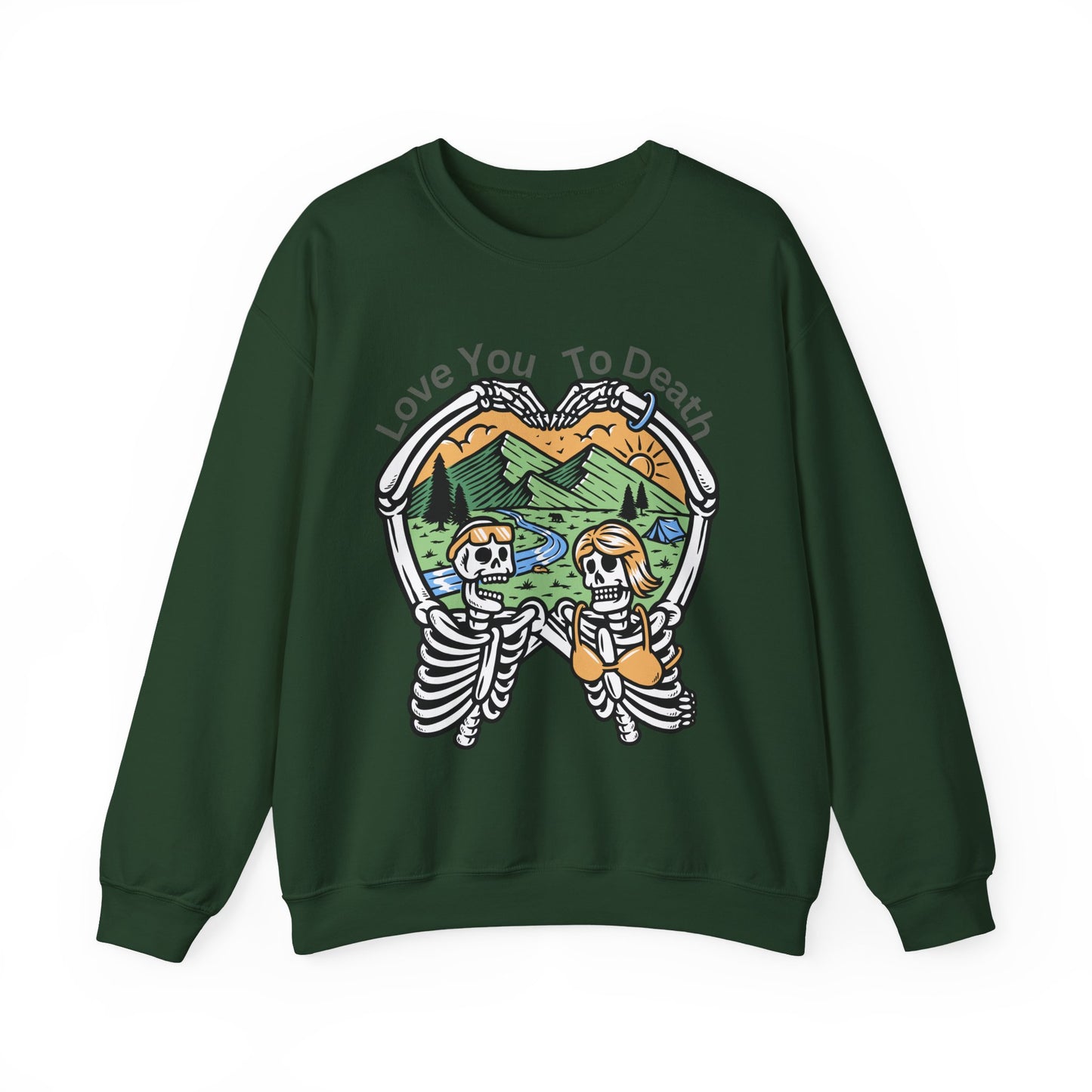 Love You To Death Graphic Sweatshirt, Cozy Fall Apparel, Halloween Gift, Couple's Sweatshirt