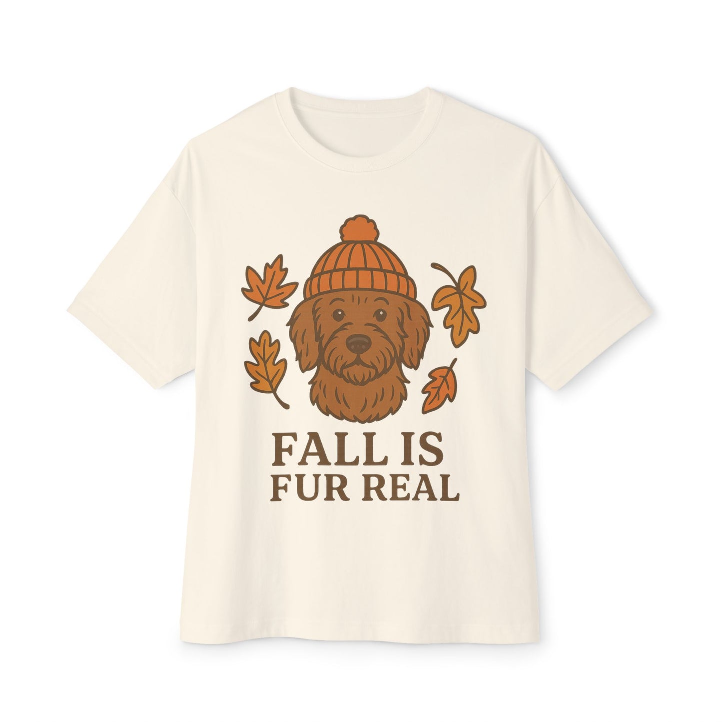 Cozy Fall Dog T-Shirt - Unisex Oversized Boxy Tee, Cute Pet Lover Gift, Autumn Apparel, Fall Fashion, Dog Mom Must-Have