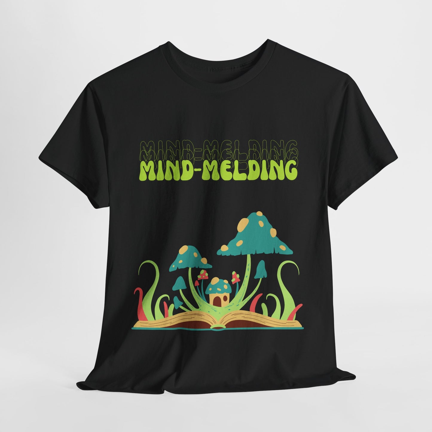 Mind-Melding Unisex Heavy Cotton Tee, Psychedelic Mushroom Shirt, Comfortable Casual Wear, Festival Fashion, Gift for Nature Lovers