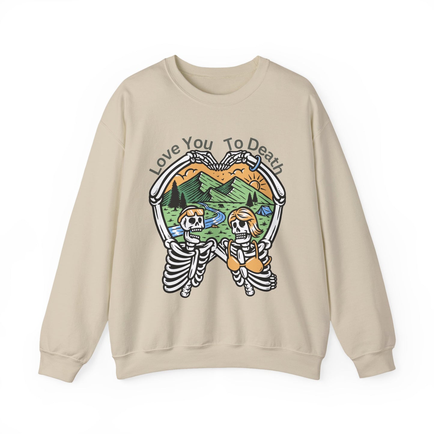 Love You To Death Graphic Sweatshirt, Cozy Fall Apparel, Halloween Gift, Couple's Sweatshirt