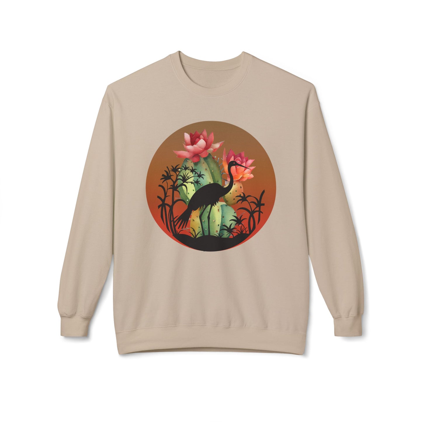 Botanical Crane Sweatshirt - Vintage Floral Crew - Garden Lover Apparel - Nature Inspired Gift
