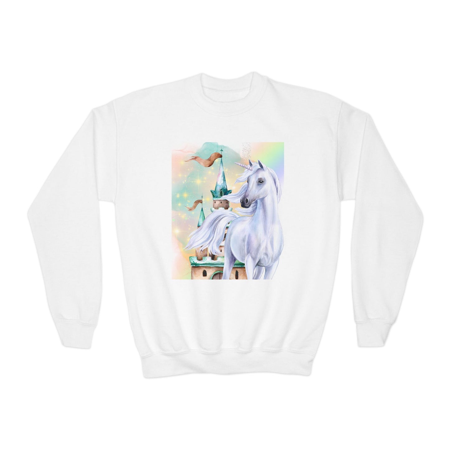 Youth Unicorn Fantasy Sweatshirt, Magical Crewneck Jumper for Kids, Perfect birthday gift for girls