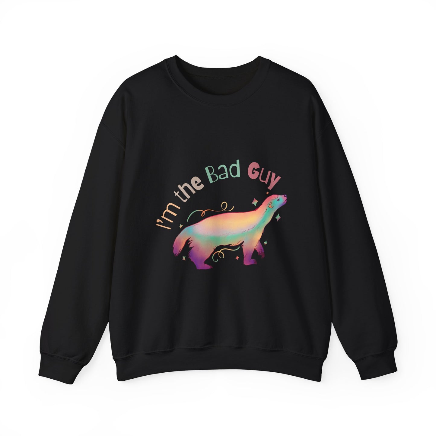 Rainbow Bad Guy Honey Badger Crewneck Sweatshirt | Gift for Animal Lovers, loungwear, Trendy Aesthetic, Birthday Gift