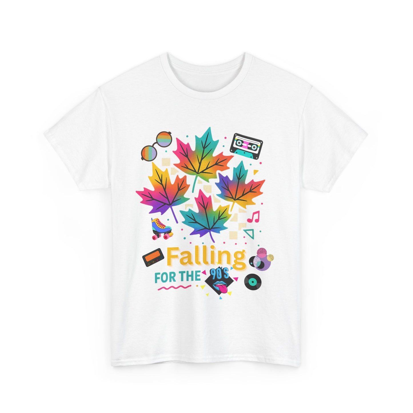 Fall 90s Vibes Tee, 90s Nostalgia T-shirt, Neon Fall Leaves