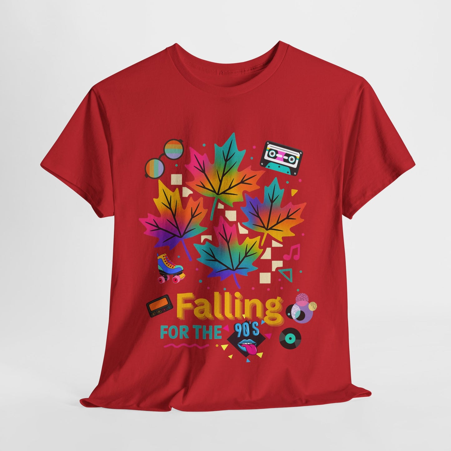 Fall 90s Vibes Tee, 90s Nostalgia T-shirt, Neon Fall Leaves