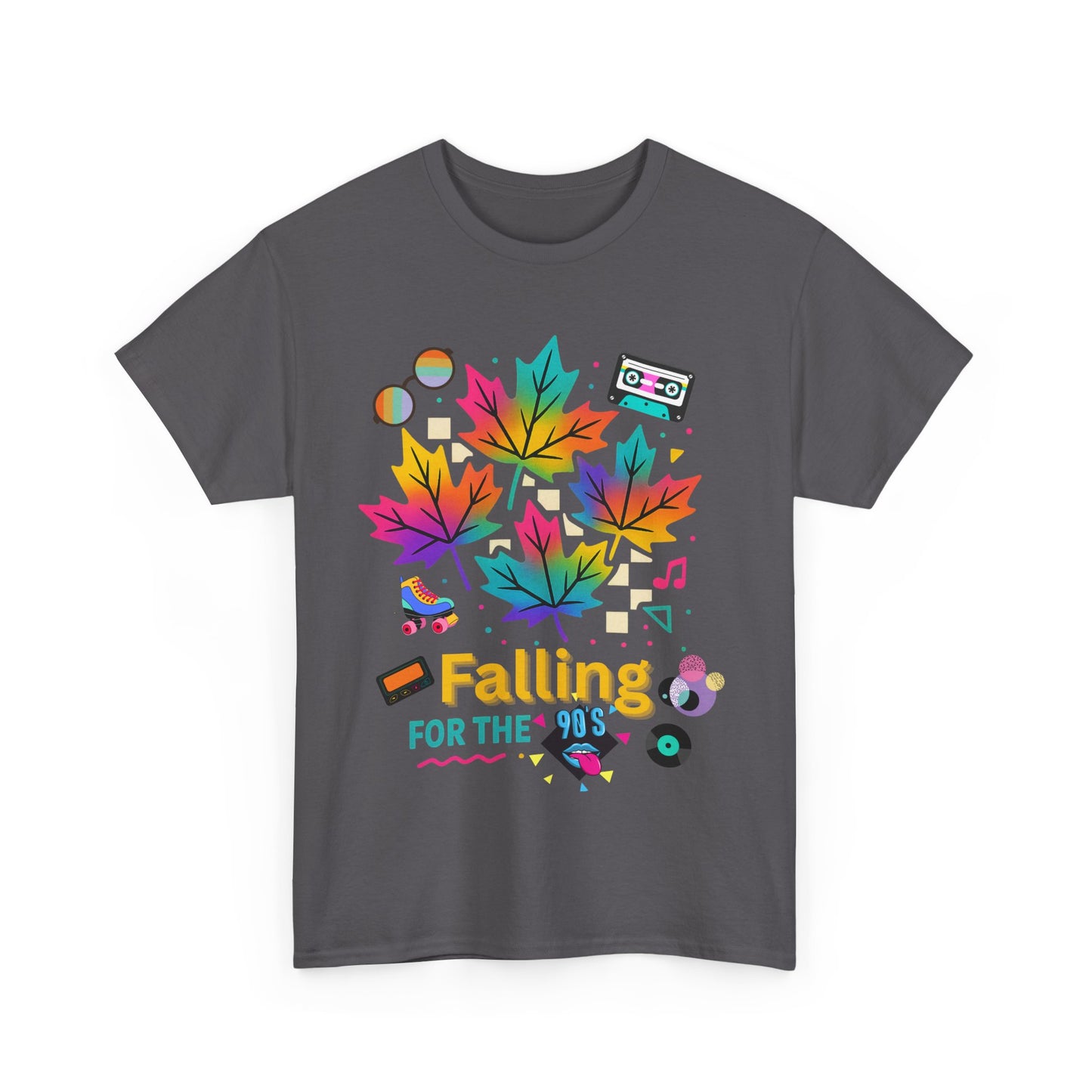 Fall 90s Vibes Tee, 90s Nostalgia T-shirt, Neon Fall Leaves