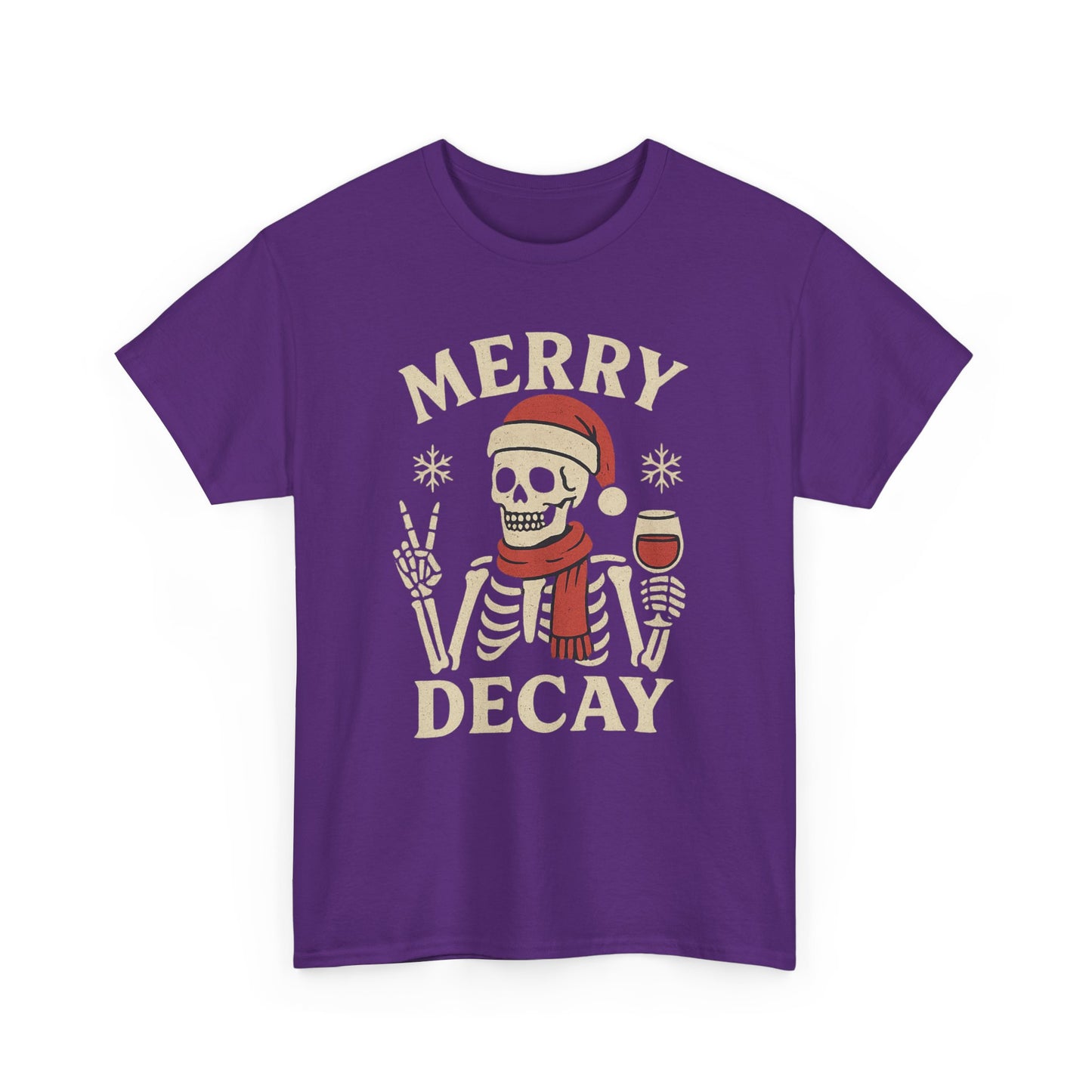 Merry Decay Skeleton Tee, Halloween Shirt, Holiday Graphic Tee, Unisex Casual Wear, Vintage Christmas Apparel