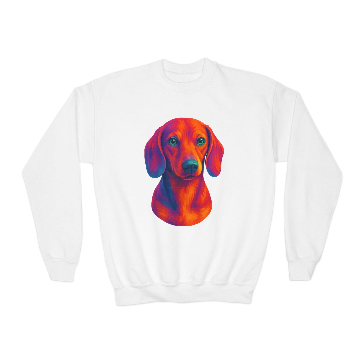 Colorful Dog Sweatshirt, Kid's Weenie Dog Sweatshirt, Puppy Gift, Dog Print Pullover, Dachshund Themed Apparel