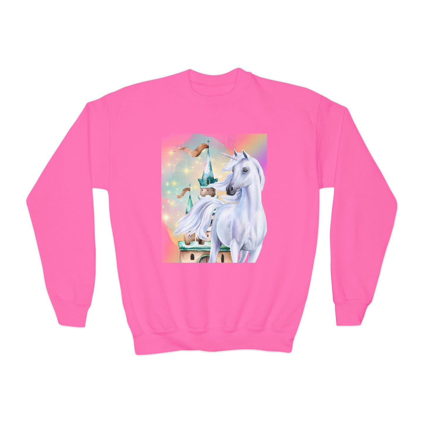 Youth Unicorn Fantasy Sweatshirt, Magical Crewneck Jumper for Kids, Perfect birthday gift for girls