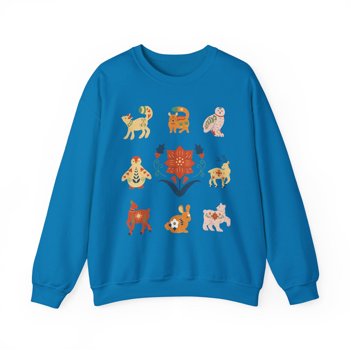 Boho Winter Woodland Creatures Floral Cozy Sweatshirt - Whimsical Graphic Outdoorsy Gift for Nature Lovers
