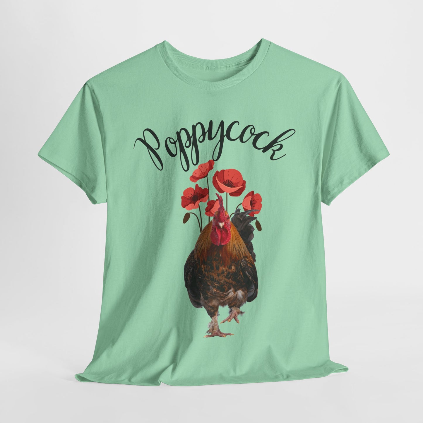 Poppycock Tee Unisex Classic tee, Men's T-shirt, Women's T-shirt, Poppy Flowers, Rooster Shirt, Awesome T-Shirt, Humor, Chicken, Cock Shirt