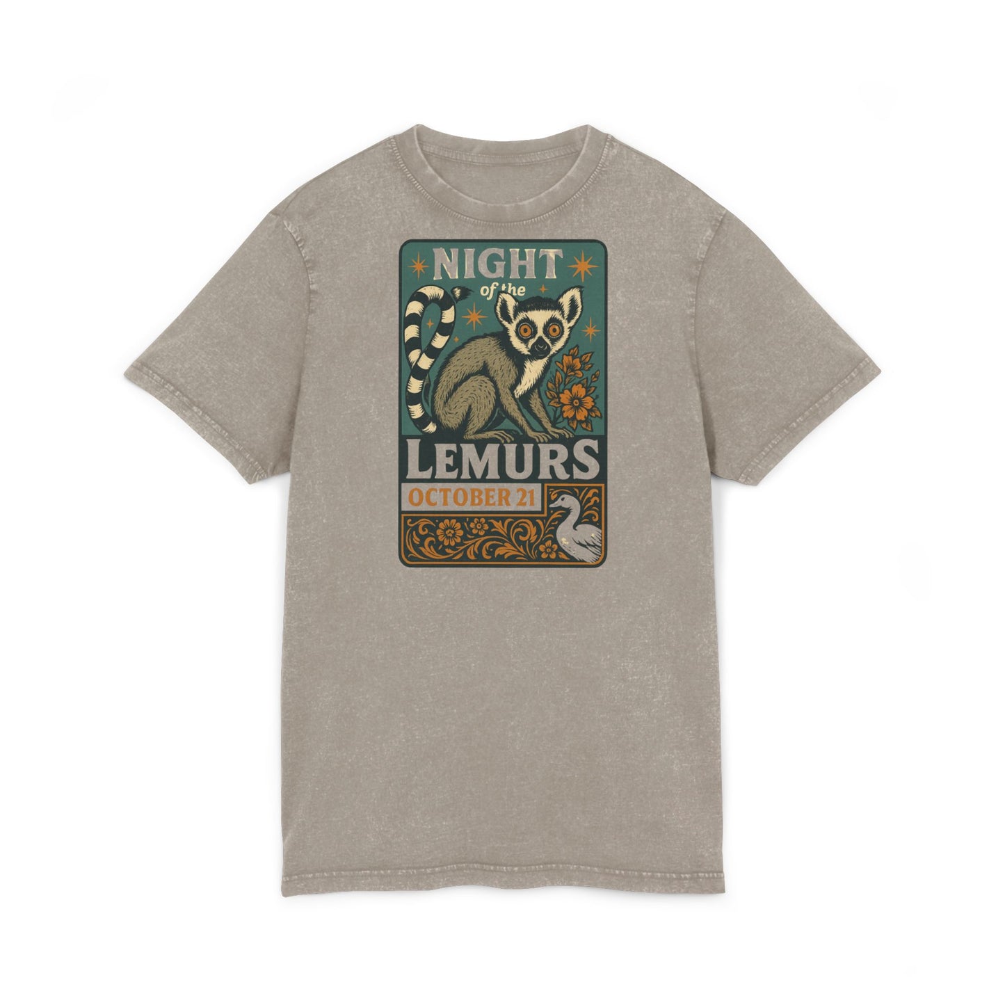 Acid Washed Animal Tee, Nature Lover T-Shirt, Eco-Friendly Fashion, Gift for Wildlife Fans, October Celebrations