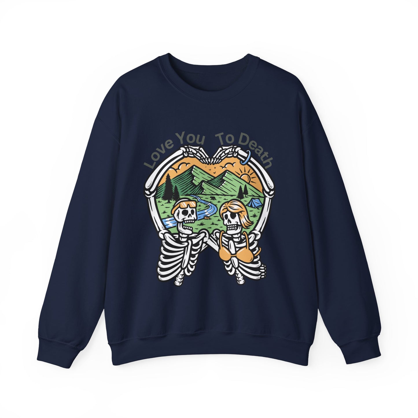 Love You To Death Graphic Sweatshirt, Cozy Fall Apparel, Halloween Gift, Couple's Sweatshirt