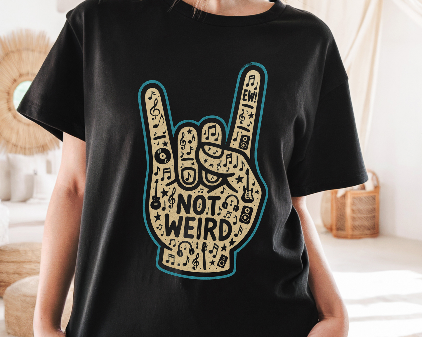Edgy ASL Rocker Tee, Perfect for Concerts, Gifts for Music Lovers, Deaf culture, Sign Language T-Shirt, Graphic Band Shirt, Everyday Wear