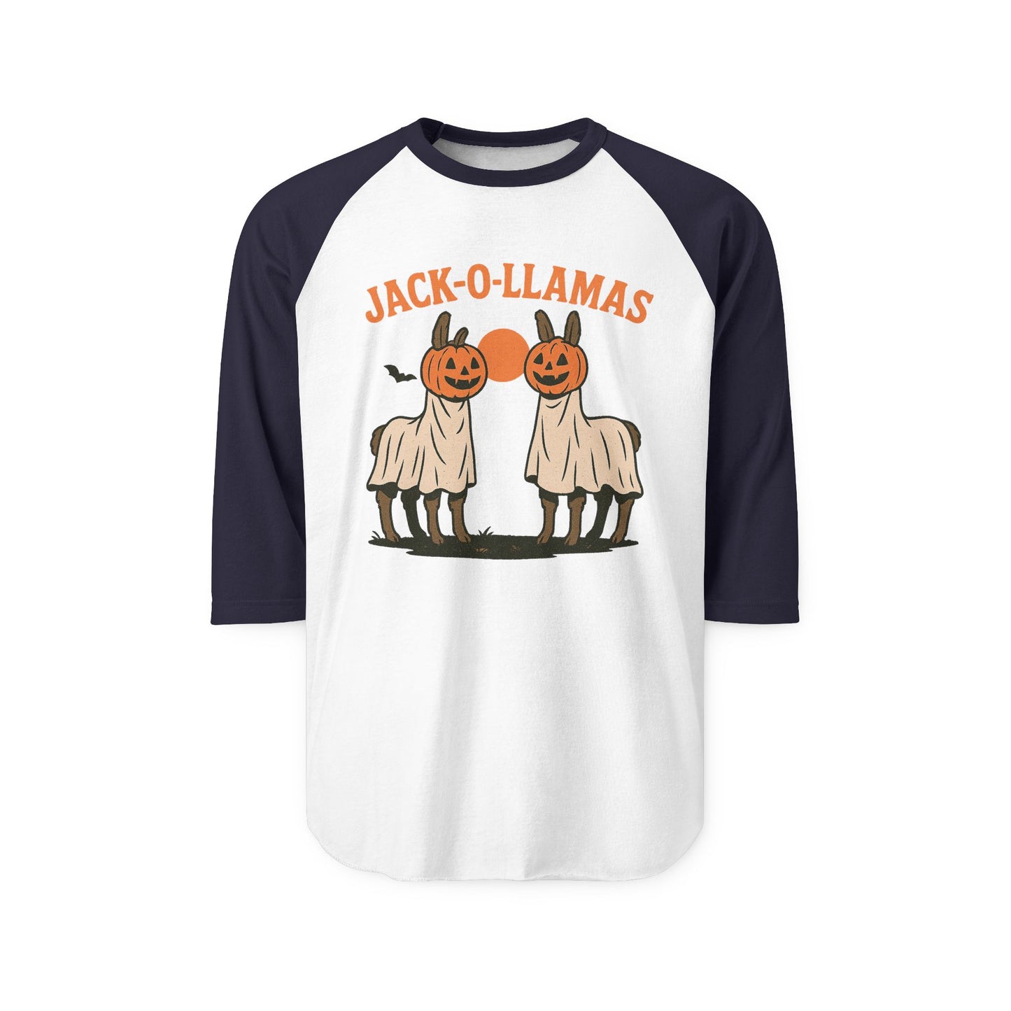 Jack-O-Llamas Halloween Raglan Shirt, Unisex Halloween Shirt, Fun Fall Apparel, Pumpkin Costume Tee, Halloween Party Outfit